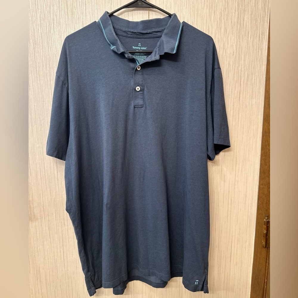 Tommy John Short Sleeve Polo Shirt Mens Blue Size XL‎
